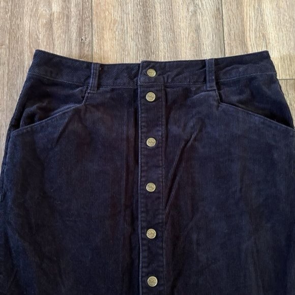 WOOLRICH Black Corduroy Button Front Skirt, Sz 6 - Picture 6 of 13